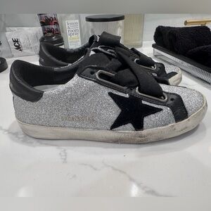 Golden Goose Women’s Glitter Sneakers - Silver and Black